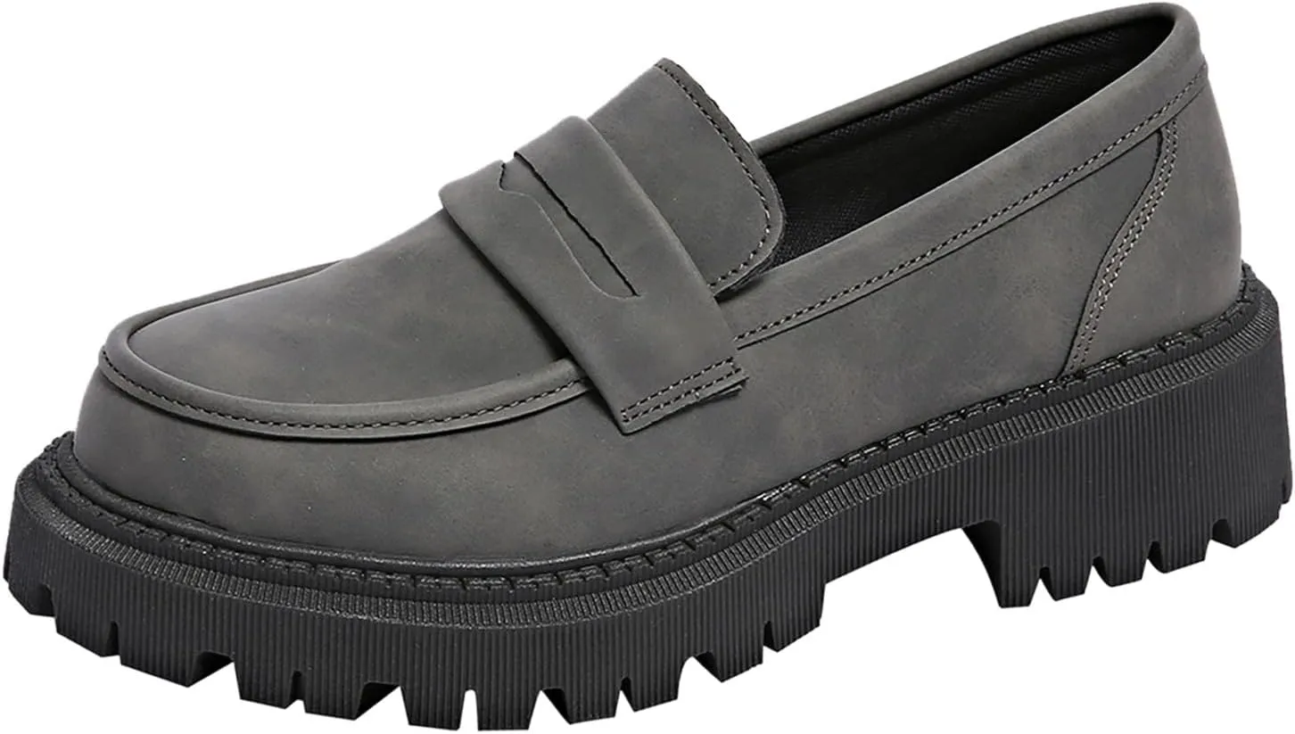 Women Loafers Shoes Comfortable Dress Shoes Platform Leather Shoes Chunky Penny Loafers Wide Oxford Loafers Work Shoe