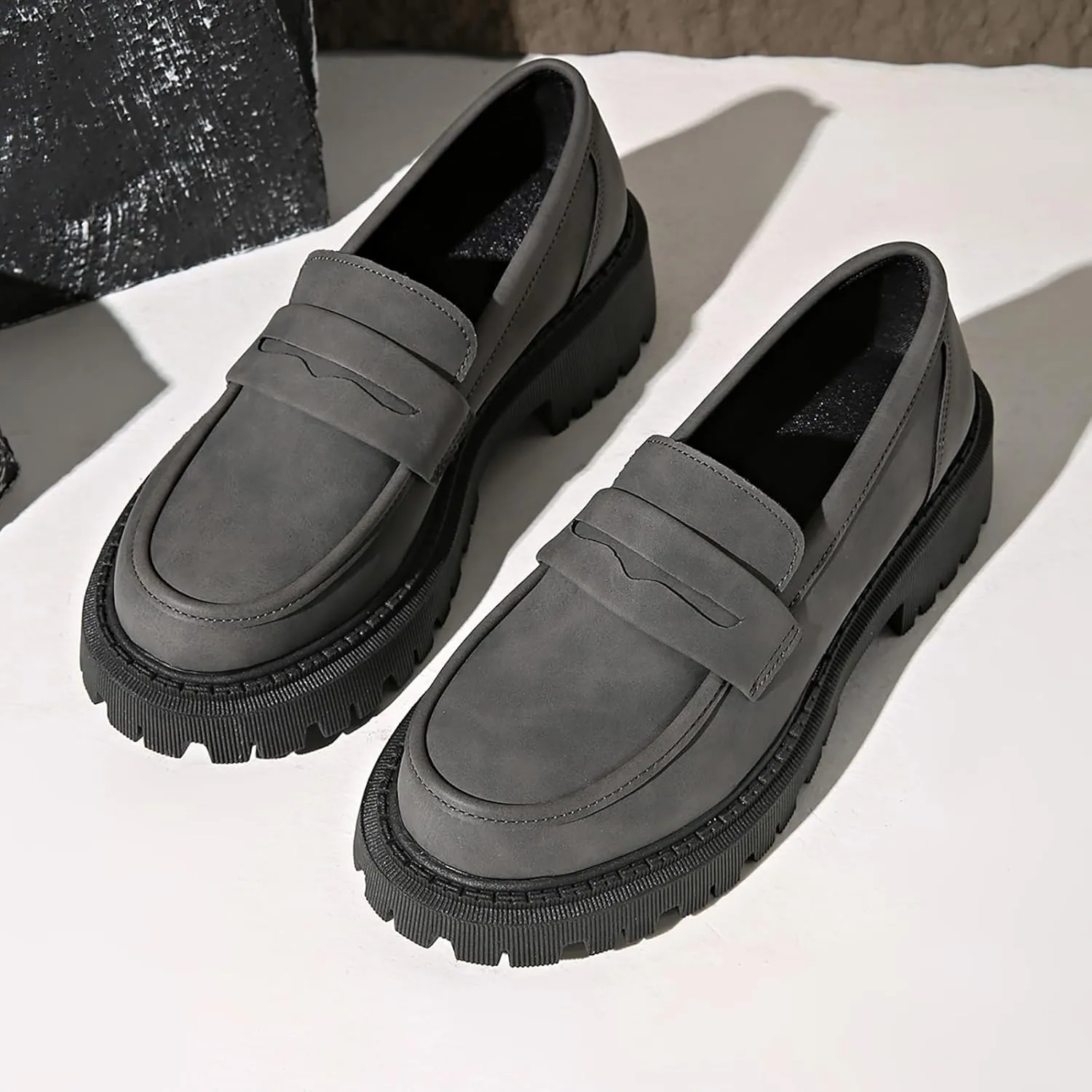 Women Loafers Shoes Comfortable Dress Shoes Platform Leather Shoes Chunky Penny Loafers Wide Oxford Loafers Work Shoe