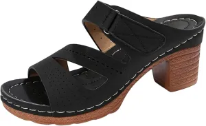 Women Summer Solid Slip On Casual Open Toe Square Heels Comfortable Beach Shoes Sandals Womens Sandals Size 8 Thongs