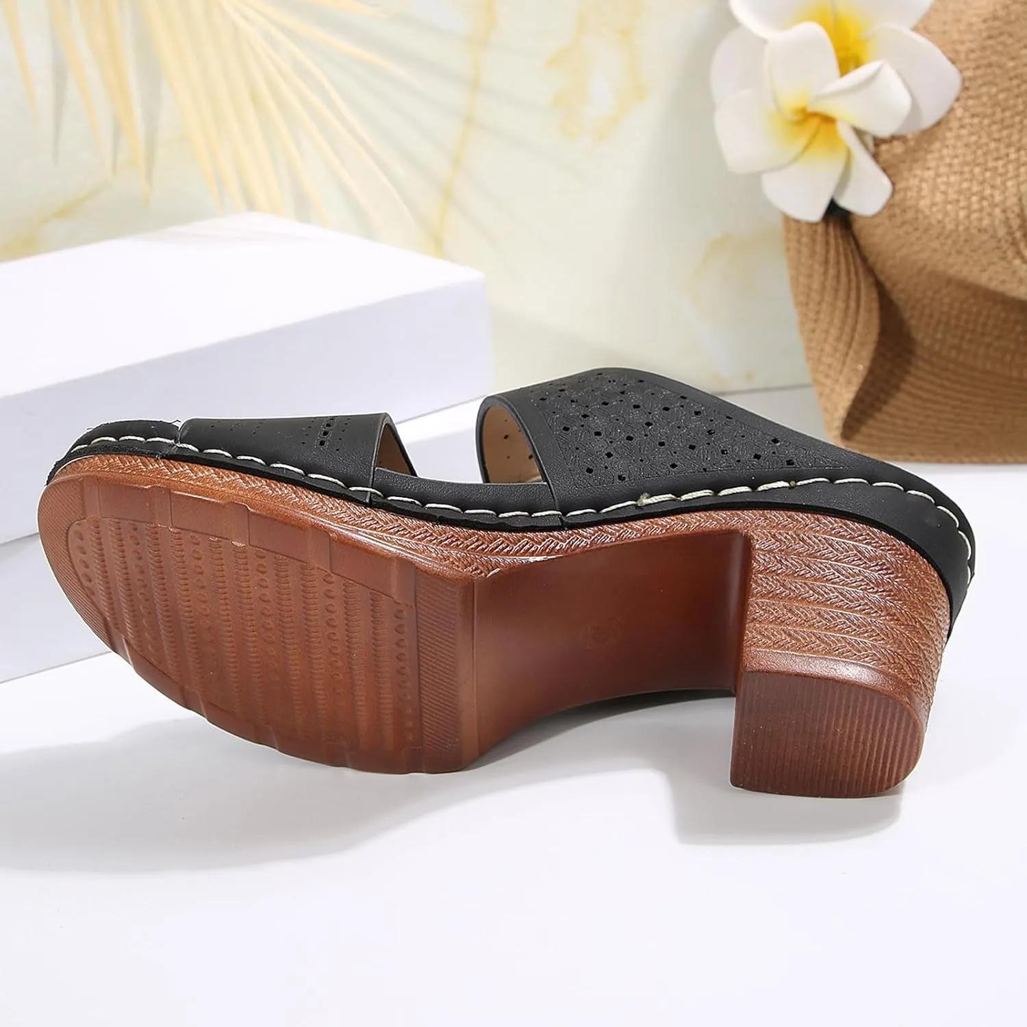 Women Summer Solid Slip On Casual Open Toe Square Heels Comfortable Beach Shoes Sandals Womens Sandals Size 8 Thongs