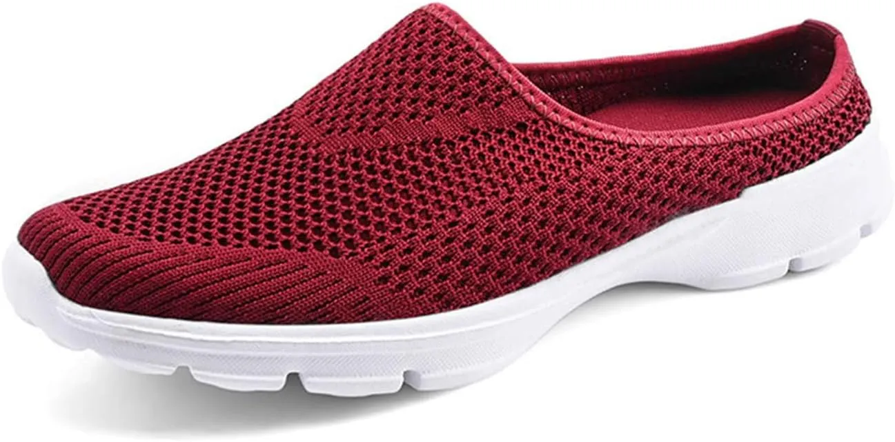 Womens Backless Walking Sneakers Summer Slip-on Mule Shoes Breathable Slippers Closed Toe Slides Comfort Walking Shoes
