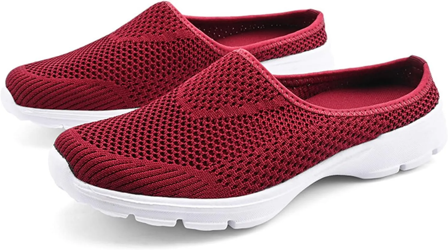 Womens Backless Walking Sneakers Summer Slip-on Mule Shoes Breathable Slippers Closed Toe Slides Comfort Walking Shoes