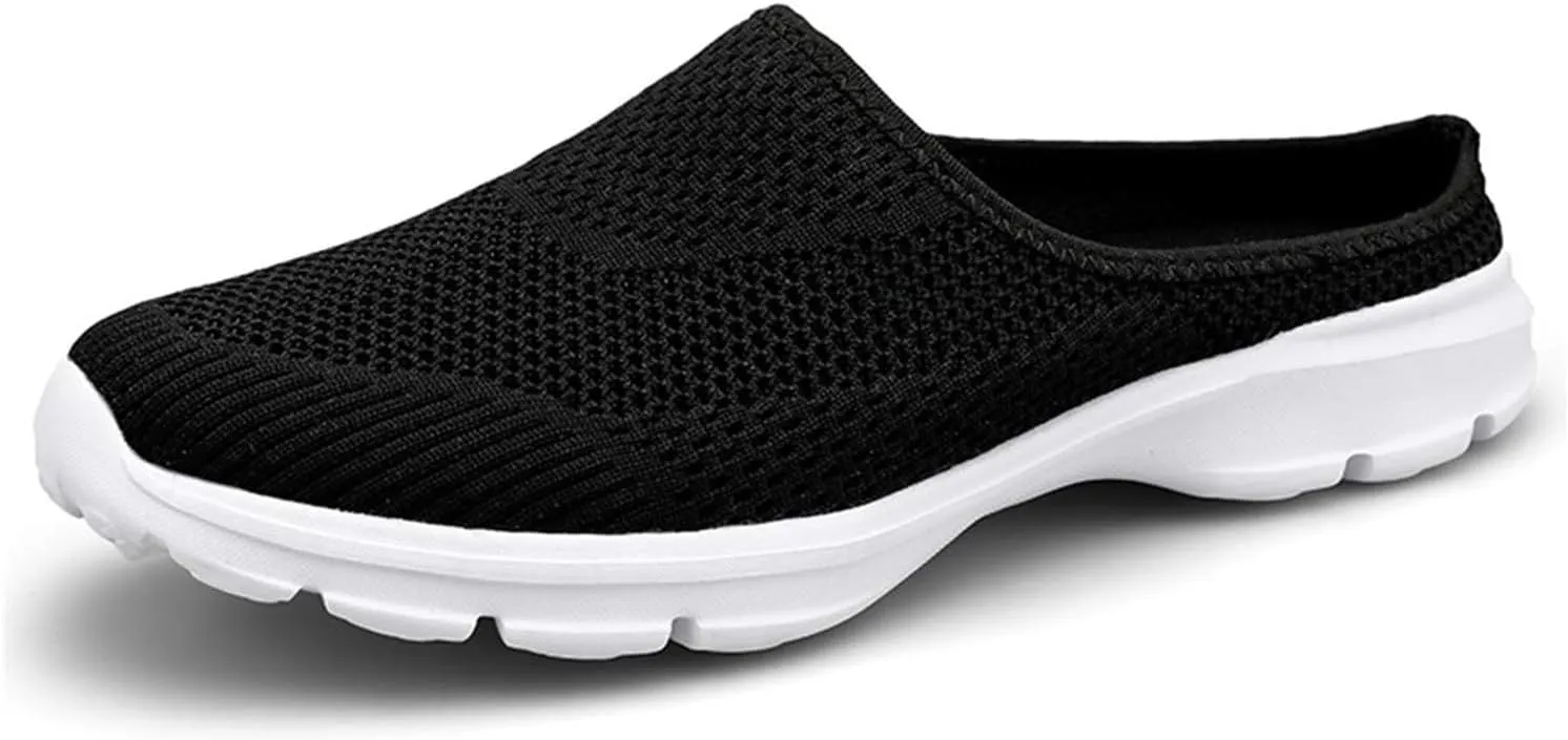 Womens Backless Walking Sneakers Summer Slip-on Mule Shoes Breathable Slippers Closed Toe Slides Comfort Walking Shoes
