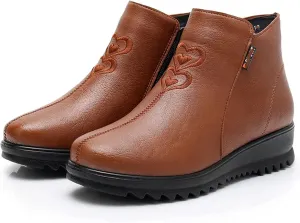 Womens Boots Women Snow Boots Winter Wedges Heels Ankle Boots Women Warm Platform Shoes Leather Thick Fur Booties