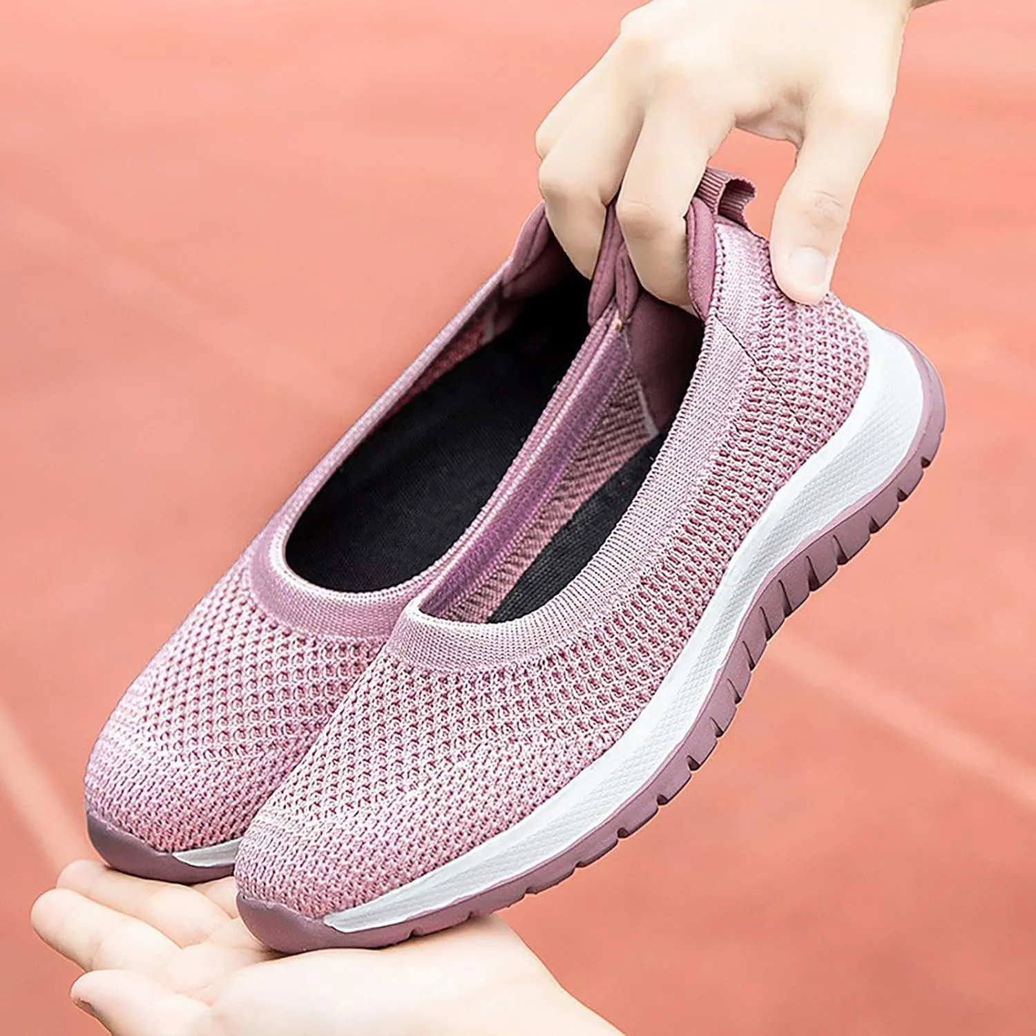Womens Breathable Soft Sole Casual Sport Shoes Pointed Toe Flat Comfortable Lighweight Sneakers Hands Free Comfy Outdoor Walking Shoes for Ladies