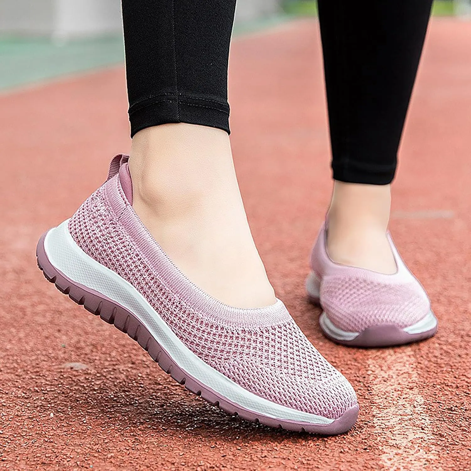 Womens Breathable Soft Sole Casual Sport Shoes Pointed Toe Flat Comfortable Lighweight Sneakers Hands Free Comfy Outdoor Walking Shoes for Ladies