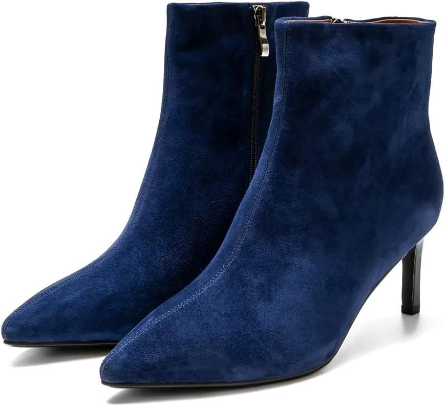 Women's Classic Pointed Toe Heels Suede Ankle Boots