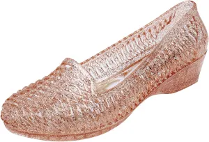 Womens Low Heel Jelly Shoes Slip on Transparent Single Shoe Comfort Shallow Loafers Stylish Jelly-Flats
