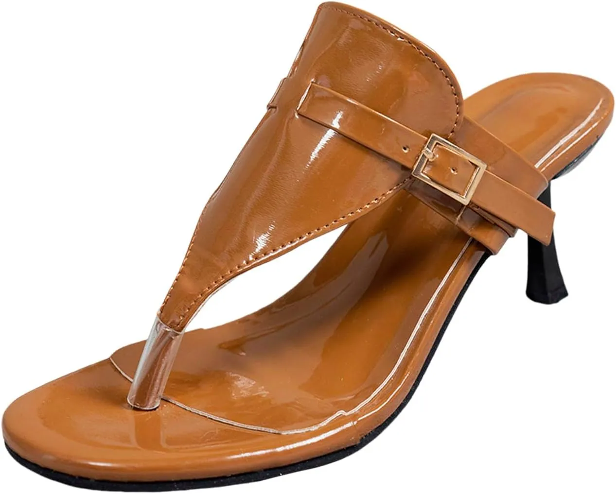 Womens Sandals Low Strappy Lace up Heels Open Square Toe Thong Ankle Strap Heels Sexy Fashion Comfort Dress Shoes