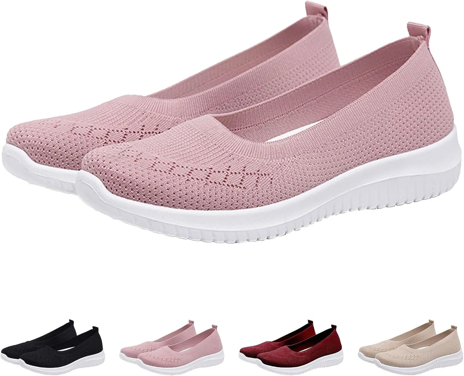 Womens Shoes Slip On Cute Round Toe Women's Sneakers Loafers Casual Solid Color Lightweight Running Shoes Loafers for Women Casual Walking Shoe