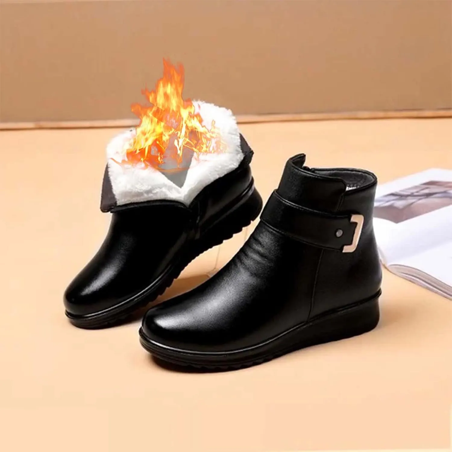 Women's Snow Boots with Heels Women's Fleece Lined Snow Boots Womens Snow Boots Winter Warm Booties Snow Shoe Boot for Women Cowboy Boots for Men Mens Winter Booties