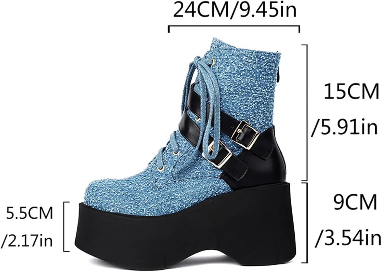 Women'S Suede Lace-Up Platform Wedge Heel Ankle Boots Fashion Round Toe Square Buckle Zipper Platform Booties For Parties Prom Gothic Ankle Boots
