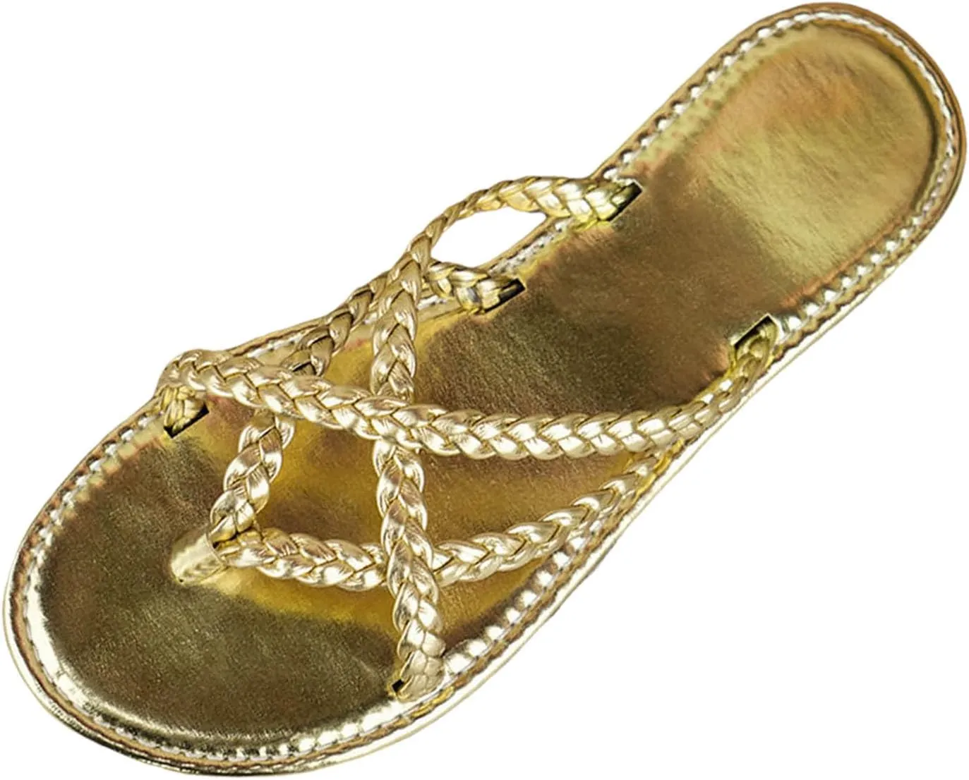 Women's Temperament Flat Sandals Low Heel Flat Bottom Sandals Solid Breathable Leather Sandals for Women