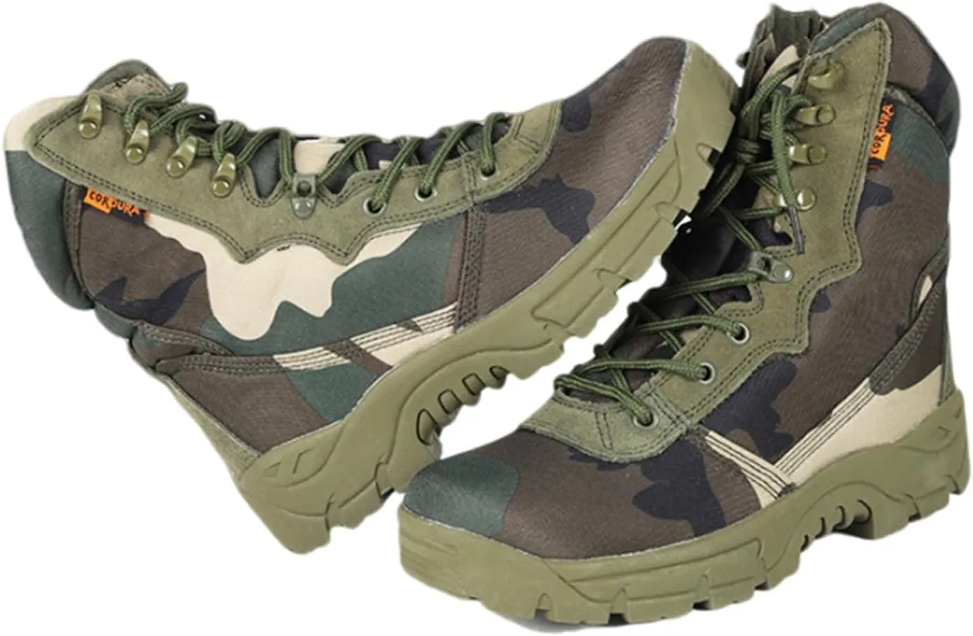 Wygwlg Men's Side Zipper Tactical Boots, Men High Top Breathable Zipper Durable Camouflage Combat Boots, Comfortable Waterproof Desert Combat Army Combat Boots, for Hiking, Jungle Combat