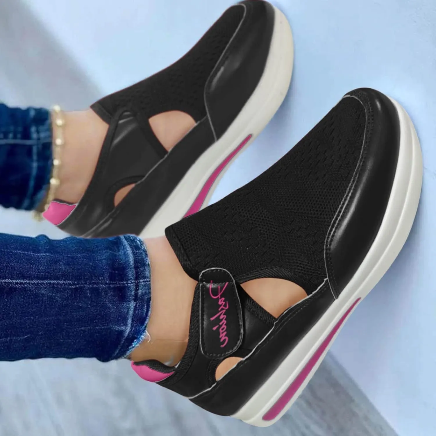 ZBYY Womens Summer Casual Sneakers Closed Toe Walking Breathable Outdoor Sandals Comfort Wedge Platform Loafers