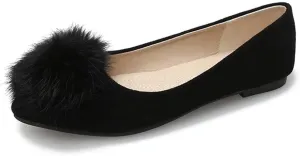 ZTWUTANG Stunner Women's Cute Pointed Toe Flat Ballet Shoes Comfortable Dress Shoes Black 40(7.5) 2 F Black